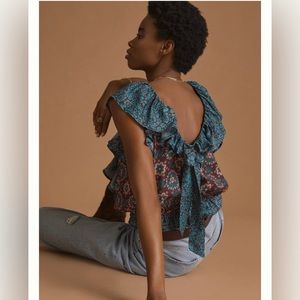 NEW Anthropologie Porridge Gathered Lace Blouse Size M NWT